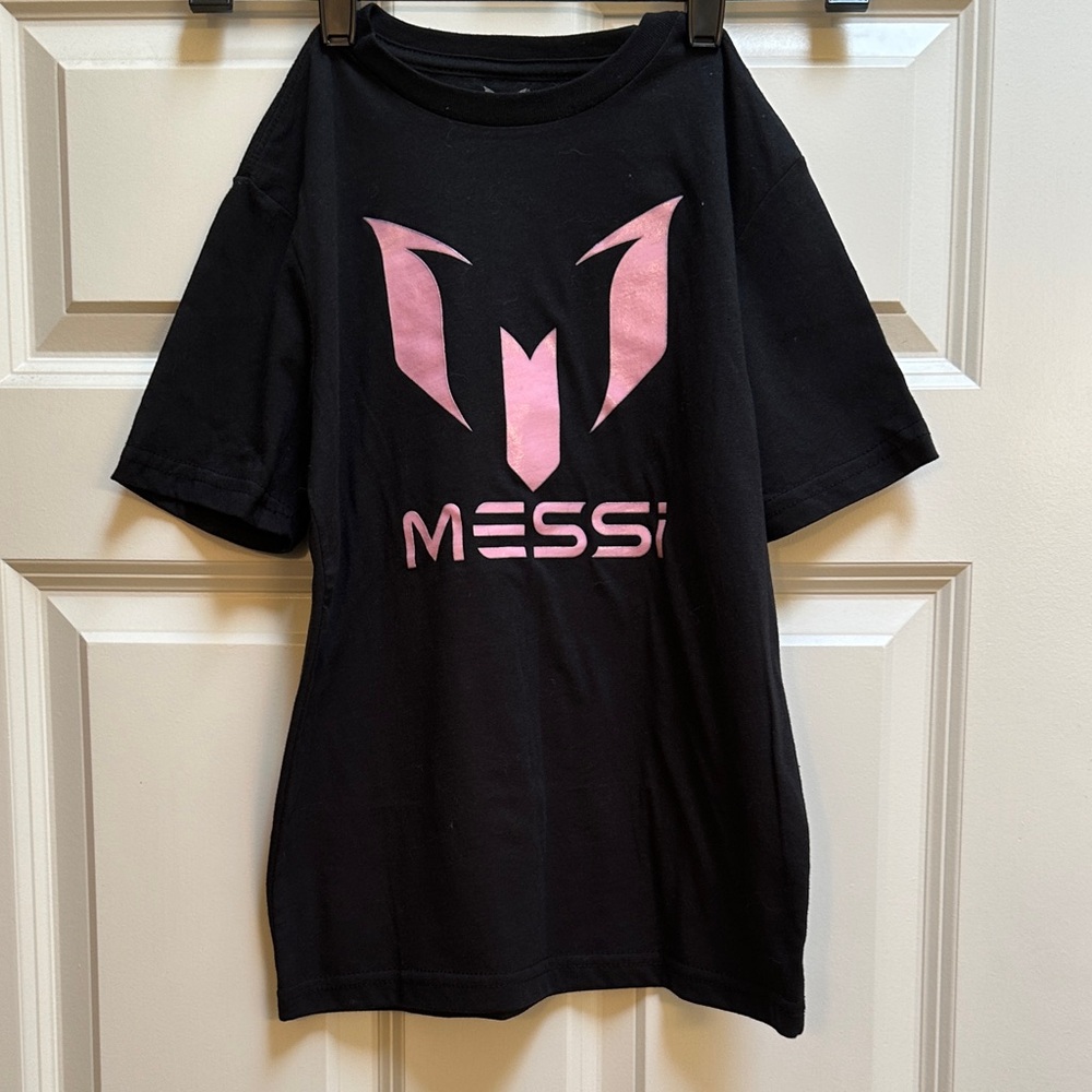 Kids Black and Pink Messi Short Sleeve Tee